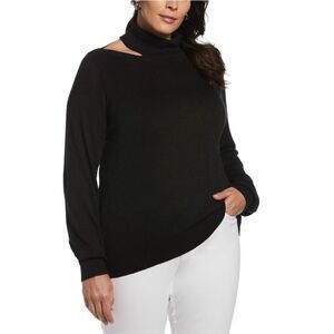 Ella Rafaella Womens Rib Trim Pullover Sweater, Black, NWT